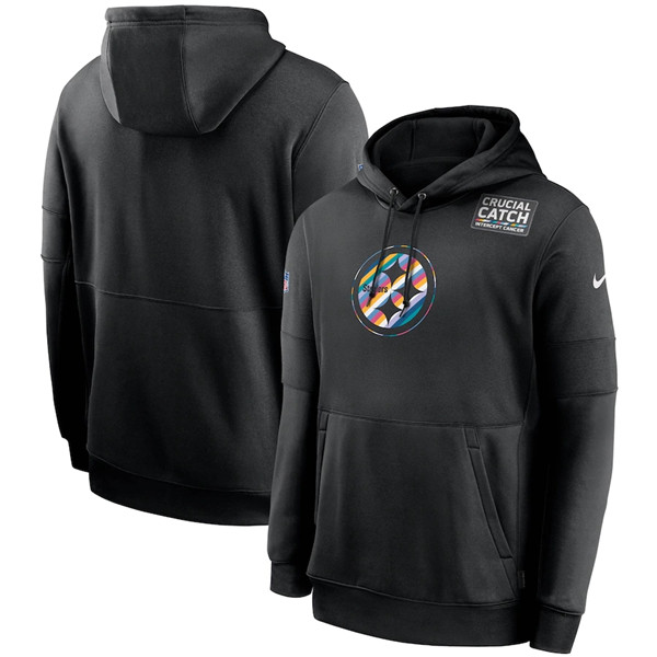 Men's Pittsburgh Steelers Black NFL 2020 Crucial Catch Sideline Performance Pullover Hoodie Men's Pittsburgh Steelers Black NFL 2020 Crucial Catch Sideline Performance Pullover Hoodie
